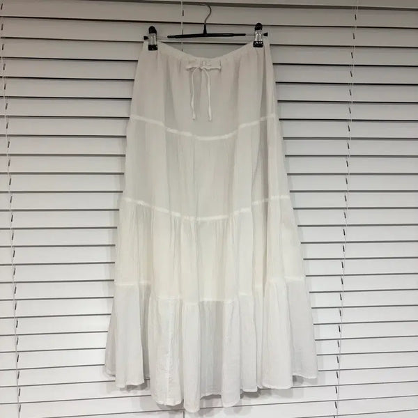 [BUNJANG] GU Jiyuu Tiered Flare Long Skirt - White (M) / gu 지유 캉캉 롱 스커트 화이트