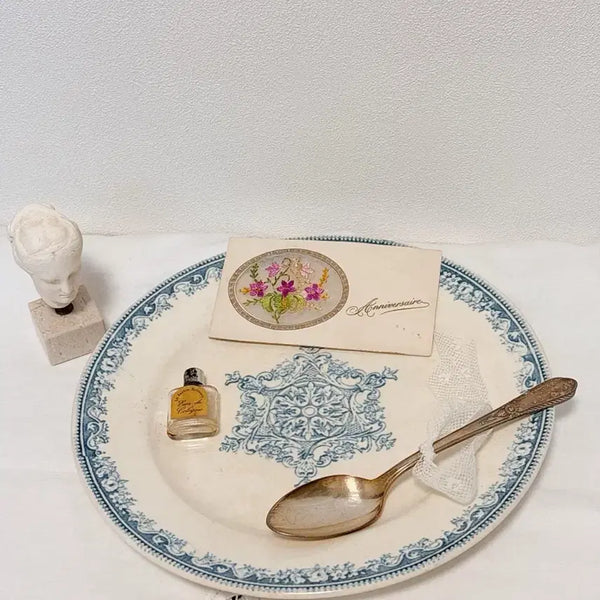 [BUNJANG] French Antique Blue Théâtre de la Mer Plate by G. Jouye Bordeaux / 프렌치 앤틱 블루 떼흐드페
