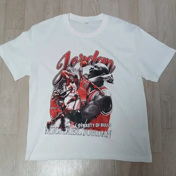 [BUNJANG] Michael Jordan Slim Fit T-Shirt White L / (새제품) 마이클조던 슬림핏 반팔 화이트 L 전사프린팅