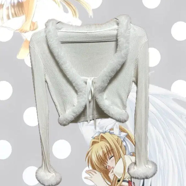 [BUNJANG] White Fur Bolero / 화이트 퍼 볼레로 새상품 모리걸 엔젤코어 빈티지 히메갸루