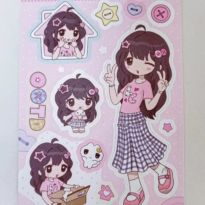 [BUNJANG] Snoozy Kittens X Love Crescent Stitch Girl Stickers / 스누즈키튼즈 X 러브크레센트 스티치걸 스티커