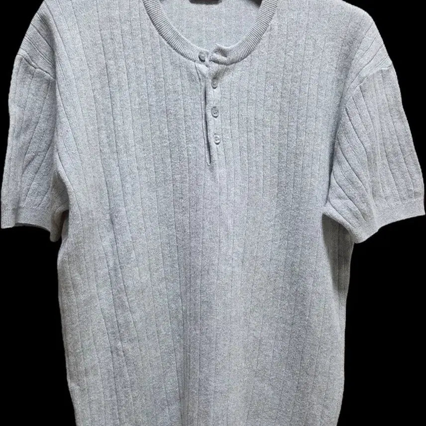 [BUNJANG] TNGT Henley Neck Short Sleeve Knit Grey 105 / tngt 헨리넥 반팔니트 그레이 105