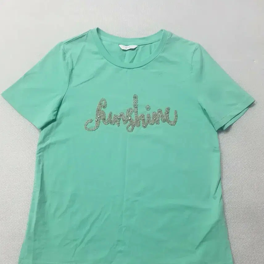 [BUNJANG] Satin Cubic Sunshine Short Sleeve T-Shirt Mint Green Women's Size 85 / 사틴 SATIN 큐빅 민트그린색 반팔 티셔츠 여성85