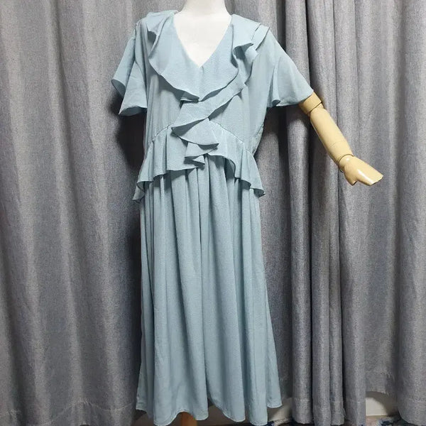 [BUNJANG] Frilly Blue Maxi Dress / 프릴리 블루 맥시원피스