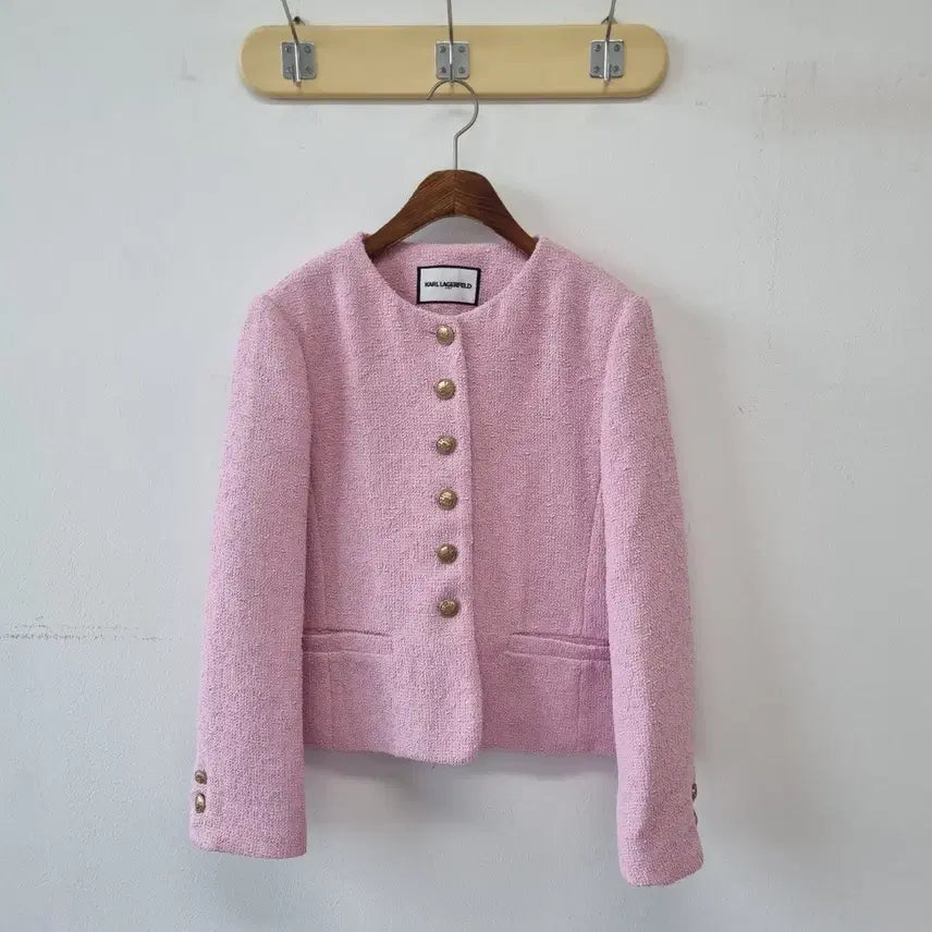 [BUNJANG] Karl Lagerfeld Pink Tweed Jacket Size 77 / 칼라거펠트 핑크 트위드 자켓 77