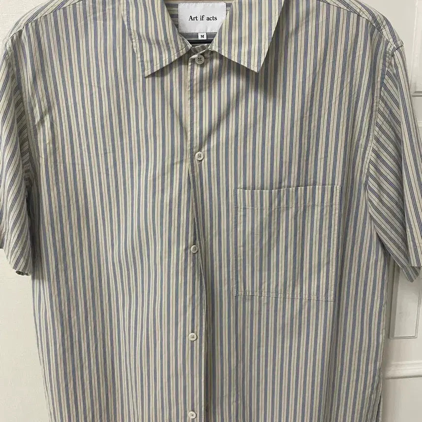 [BUNJANG] Artiface Stripe Pocket Half Sleeve Shirt (Size M) / 아트이프액츠 스트라이프 포켓 하프셔츠(M사이즈)