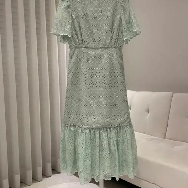 [BUNJANG] Mint Short-Sleeve Long Dress / 민트 반팔 롱원피스
