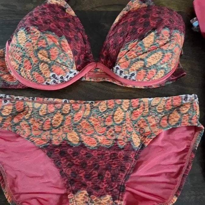 [BUNJANG] Fila Bikini Set Pink Pattern Size 90L / 비키니 수영복 핑크 패턴