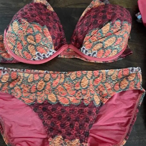 [BUNJANG] Fila Bikini Set Pink Pattern Size 90L / 비키니 수영복 핑크 패턴