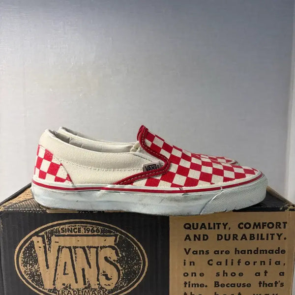 [BUNJANG] 90s Vintage Vans Slip-On Red Checker US Made Size 8 / 90s 빈티지 반스 슬립온 8