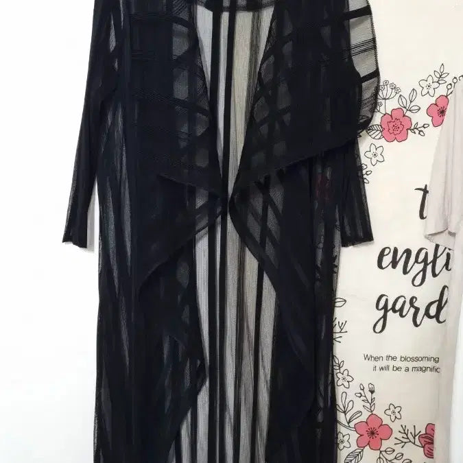 [BUNJANG] Ruffle Shawl Collar Pleated Long Cardigan / 러플 숄카라 플리츠 롱 가디건