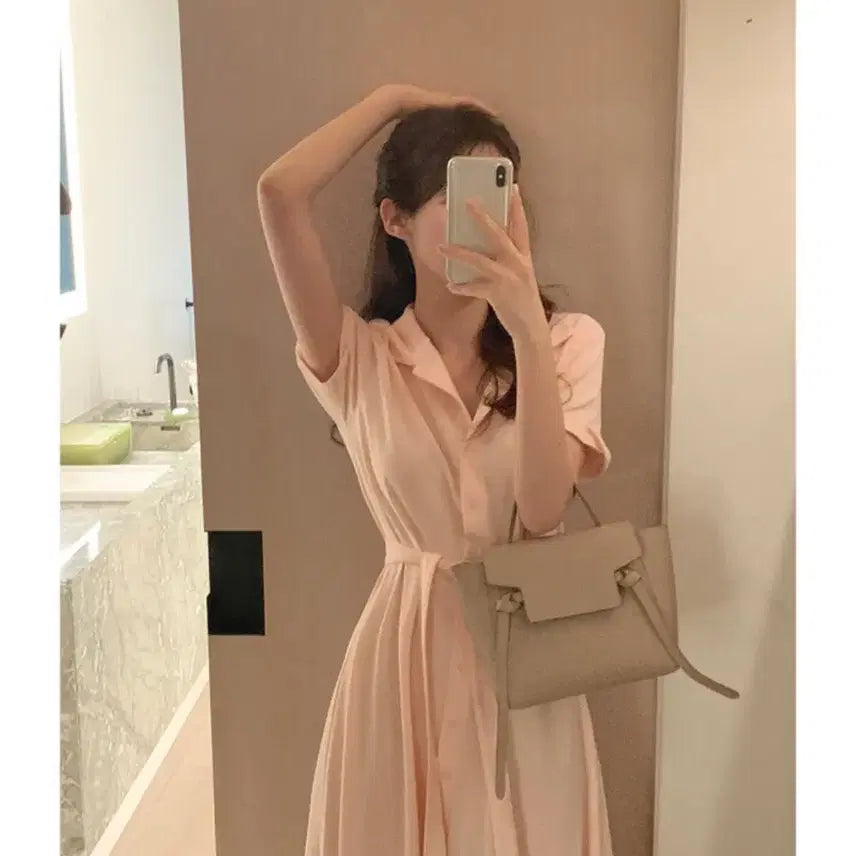 [BUNJANG] Perbit Memo Flare Dress Ballerina Pink / 퍼빗 메모 memo pk 원피스 플레어 발레리나핑크