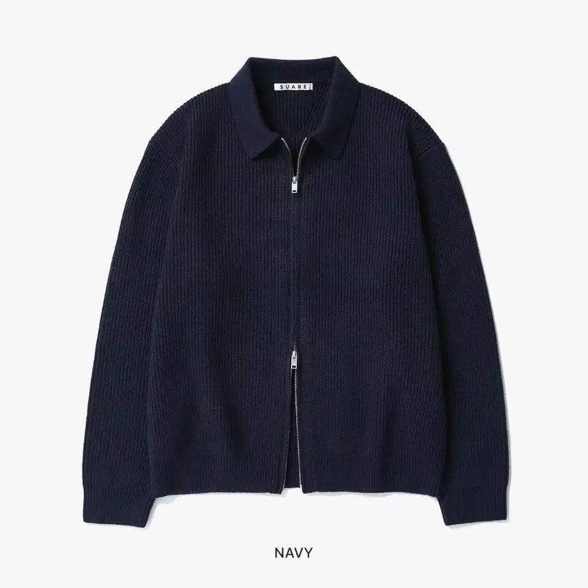 [BUNJANG] Suare Hachi Collar Two-Way Zip-Up Knit / [M]수아레 하찌 카라 투웨이 집업 니트