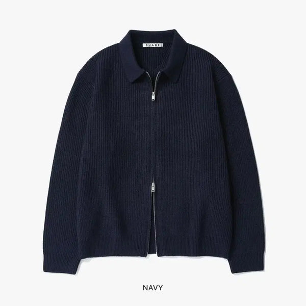 [BUNJANG] Suare Hachi Collar Two-Way Zip-Up Knit / [M]수아레 하찌 카라 투웨이 집업 니트