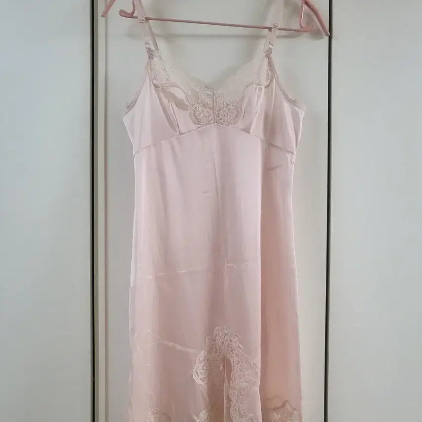 [BUNJANG] Vintage Lingerie Slip Dress Pink Lace / 빈티지 속치마 란제리 슬립 핑크 레이스
