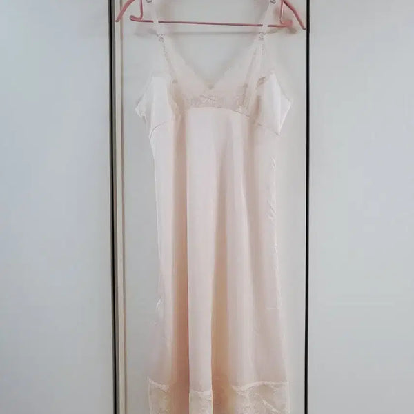[BUNJANG] Vintage Slip Busteire Long Camisole / 빈티지 슬립 란제리 뷔스티에 롱 나시