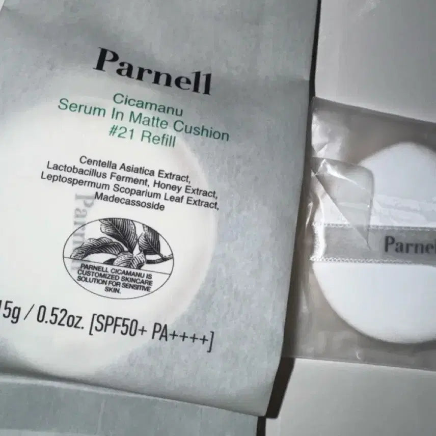 [BUNJANG] Parnell Cica Manuka Serum In Matte Cushion Refill (Shade 21) with Puff / 파넬 시카마누 세럼 인 매트 쿠션 21호 리필 퍼프