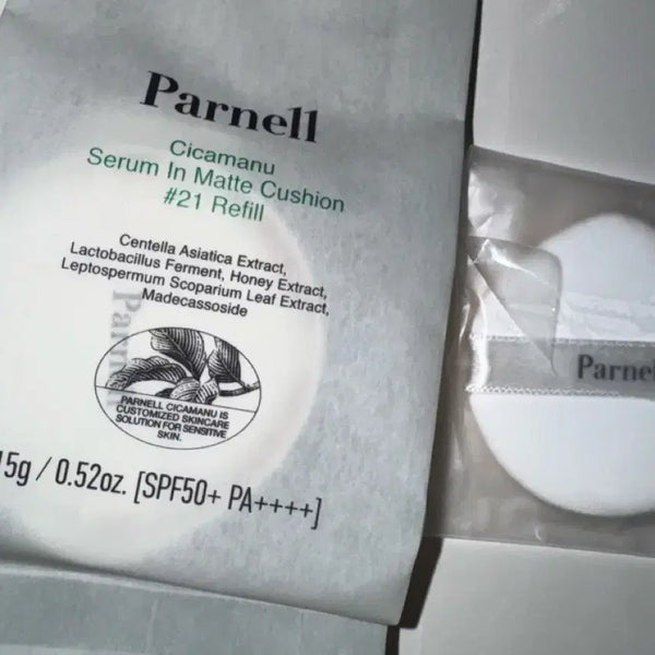 [BUNJANG] Parnell Cica Manuka Serum In Matte Cushion Refill (Shade 21) with Puff / 파넬 시카마누 세럼 인 매트 쿠션 21호 리필 퍼프