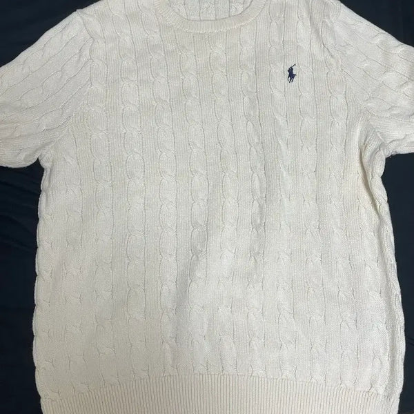 [BUNJANG] Polo Ralph Lauren Cable Knit Short Sleeve Sweater XL / 폴로 랄프로렌 케이블 반팔 라운드 니트(XL)