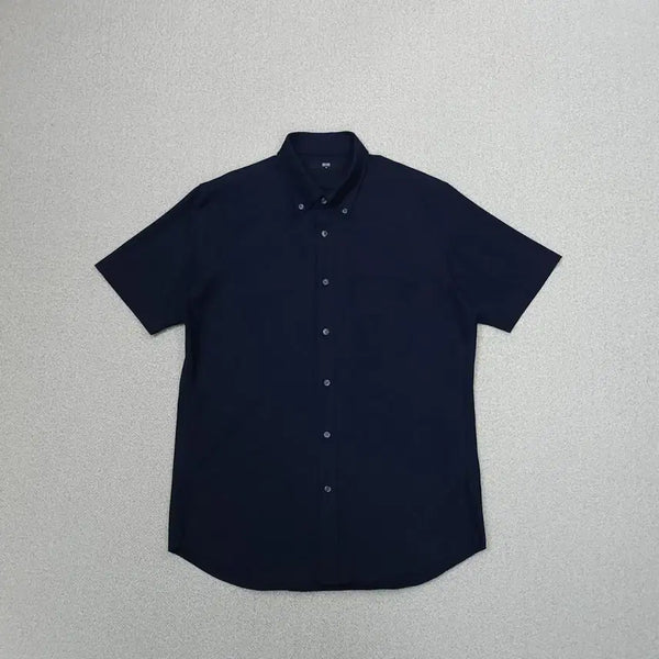 [BUNJANG] Uniqlo Men's Navy Short Sleeve Shirt (Size M) / (M)유니클로 남자 반팔 셔츠 여름 남방 네이비 M8W3648
