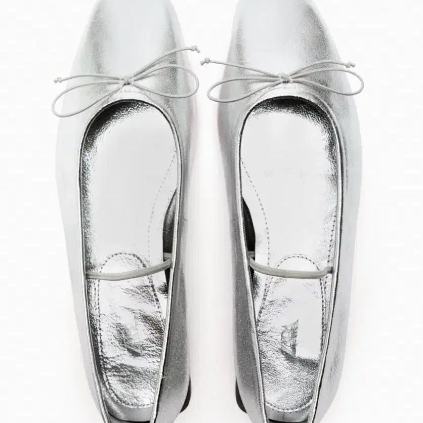 [BUNJANG] Zara Silver Ribbon Ballet Flats Size 36 / ZARA 자라 실버 리본 플랫슈즈 36