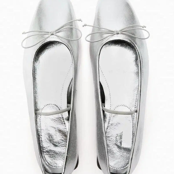 [BUNJANG] Zara Silver Ribbon Ballet Flats Size 36 / ZARA 자라 실버 리본 플랫슈즈 36