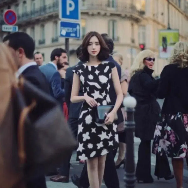 [BUNJANG] MilkCocoa Star Pattern Ribbon Dress - Size S / 밀크코코아 스타패턴 리본 원피스 S사이즈 하객룩 데이트룩
