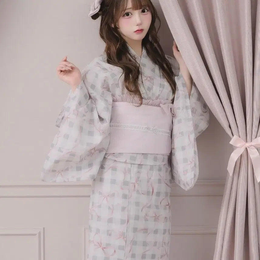 [BUNJANG] Pium Doli Ribbon Yukata (Gray) / pium 피움 돌리 리본 유카타