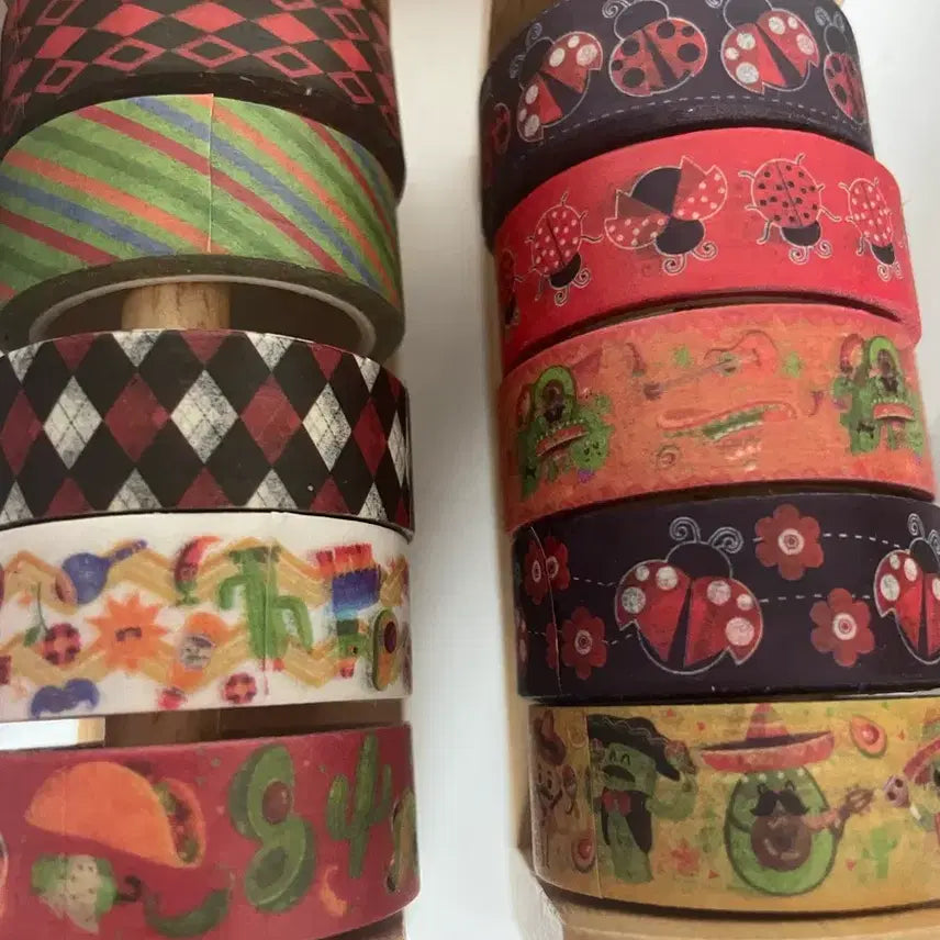 [BUNJANG] Assorted Washi Tape Set / 통마테 마스킹 테이프 10종 아가일 체크 스트라이프 소분 띵 다꾸