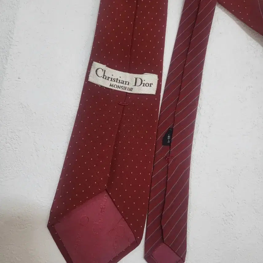 [BUNJANG] Vintage Christian Dior Necktie Red Dot/Stripe / 빈티지 디올 넥타이 레드 도트/스트라이프