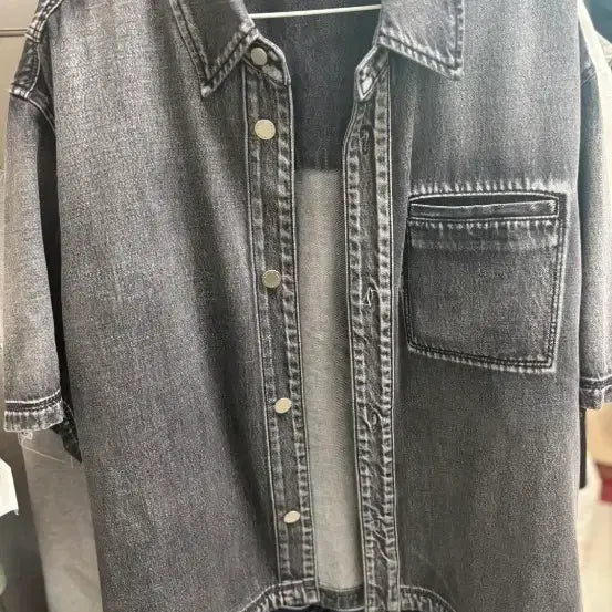 [BUNJANG] Solid Homme 24SS Denim Short-Sleeve Shirt Size 48 / 솔리드 옴므 24ss 데님 반팔 셔츠48