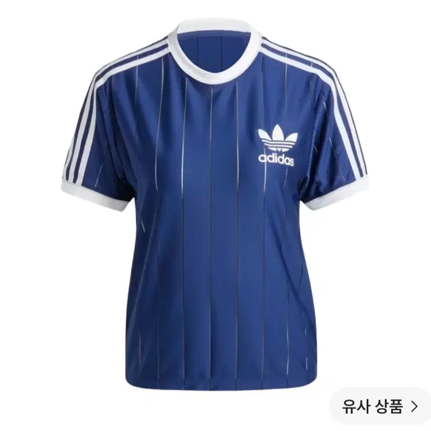 [BUNJANG] Adidas Pinstripe Short Sleeve Navy T-Shirt / 아디다스 핀스트라이프 반팔 네이비