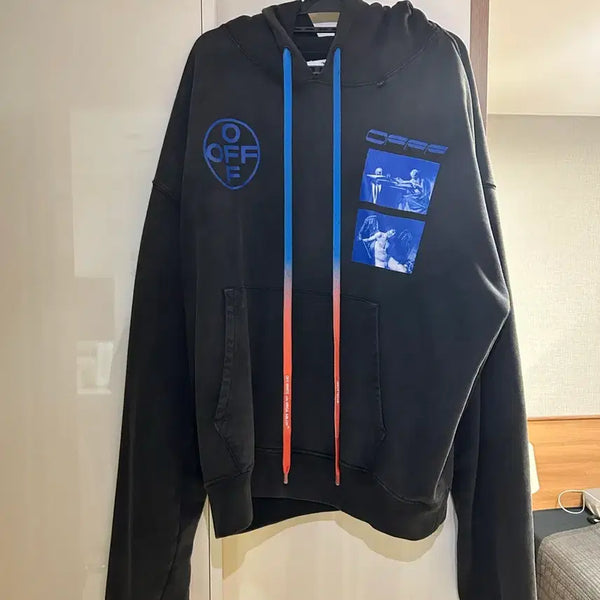 [BUNJANG] Off-White Black Oversized Graphic Hoodie XL / 오프화이트 블랙 오버사이즈 그래픽 후드티 XL사이즈
