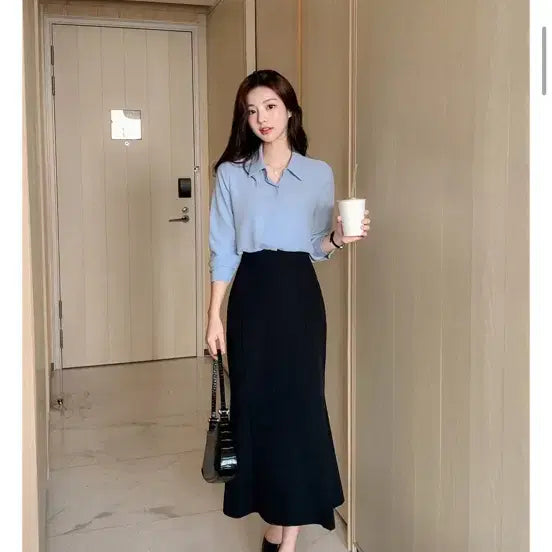 [BUNJANG] ATTRANGS Mermaid Long Skirt Black M / 아뜨랑스 하객룩 머메이드 롱스커트 블랙 M