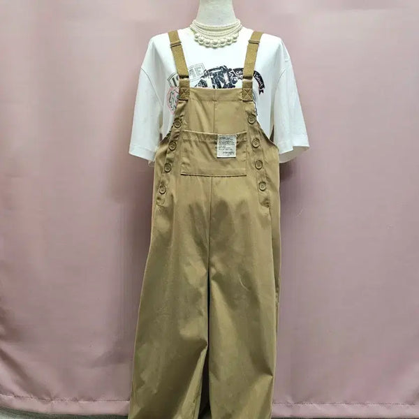 [BUNJANG] Beige Wide Jogger Overalls Jumpsuit / 베이지 와이드 조거 오버롤 점프수트