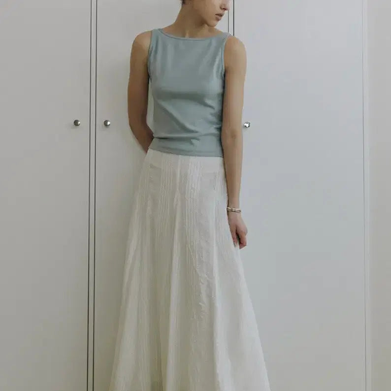 [BUNJANG] L'Eveil Panel Volume Flare Skirt White / 새상품) 루에브르 플레어 롱스커트 화이트 VolumeFlareSkirt