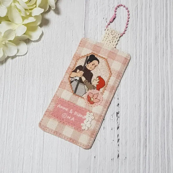 [BUNJANG] Handmade Anne of Green Gables Fabric Bookmark Bag Charm (Pink Check 1) / {핸드메이드} 빨간머리앤 원단 책갈피 가방 장식참 (핑크체크1)