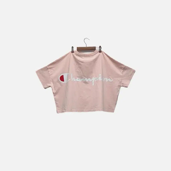 [BUNJANG] Champion Oversized Cropped T-Shirt / 챔피온 오버사이즈 크롭 반팔티 빈티지 만원샵