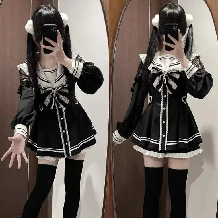 [BUNJANG] Gothic Lolita Jrock Style Dress - Black / [예약/무료배송] 일본 서브컬처 고스로리 지뢰계 양산형 고딕 원피스 블랙