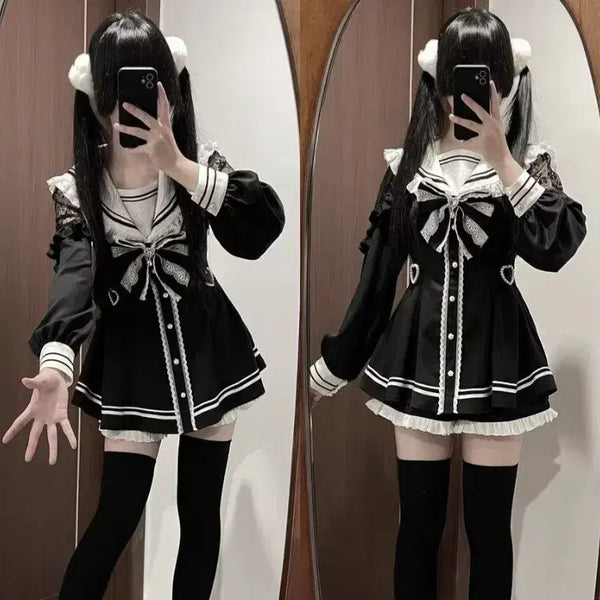 [BUNJANG] Gothic Lolita Jrock Style Dress - Black / [예약/무료배송] 일본 서브컬처 고스로리 지뢰계 양산형 고딕 원피스 블랙