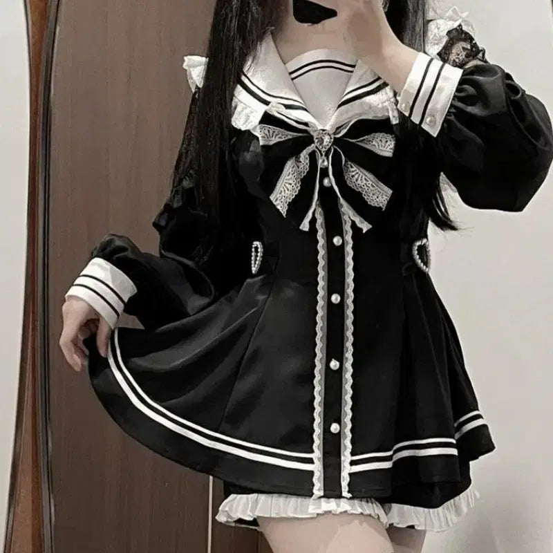 [BUNJANG] Japanese Subculture Gothic Lolita Jireykei Yosanhyung Gothic Dress Black / [예약/무료배송] 일본 서브컬처 고스로리 지뢰계 양산형 고딕 원피스 블랙