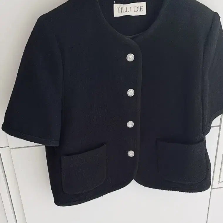 [BUNJANG] TILLIDIE Haper Line Tweed Cropped Short Sleeve Jacket / 틸아이다이 haper line tweed 크롭 반팔 자켓