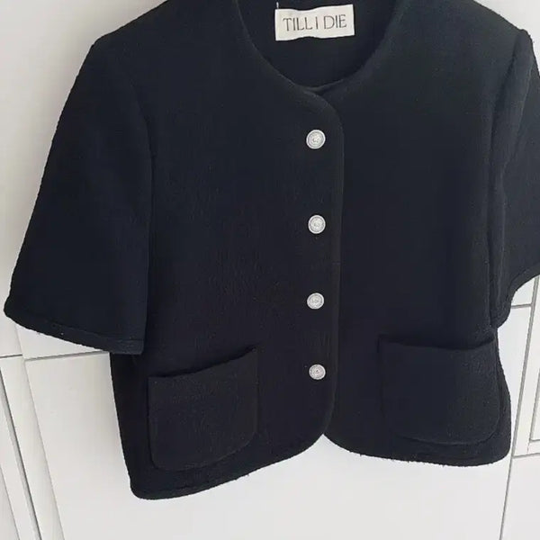 [BUNJANG] TILLIDIE Haper Line Tweed Cropped Short Sleeve Jacket / 틸아이다이 haper line tweed 크롭 반팔 자켓