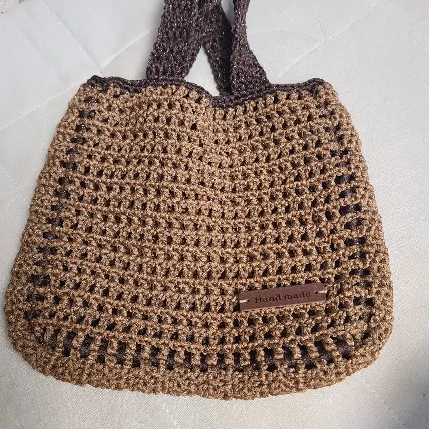 [BUNJANG] Handmade Knit Tote Bag Brown / 핸드메이드 니트 토트백 브라운