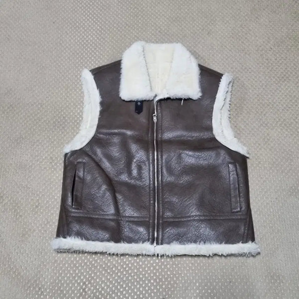 [BUNJANG] Women's Vintage Leather Vest L / (L) 여성 빈티지 무스탕 조끼