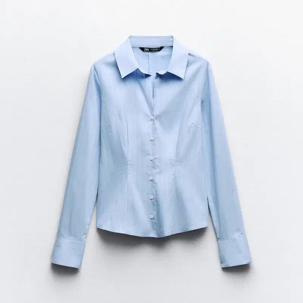[BUNJANG] Zara Metallic Yarn Stripe Shirt - Size S / ZARA 자라 메탈릭 얀 스트라이프 셔츠 S size