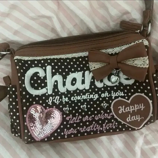[BUNJANG] LizLisa Latte Gal Choco Dot Crossbody Bag / 라떼갸루 charm깔 초코 도트 크로스백 리즈리사 히메카지 큐롯