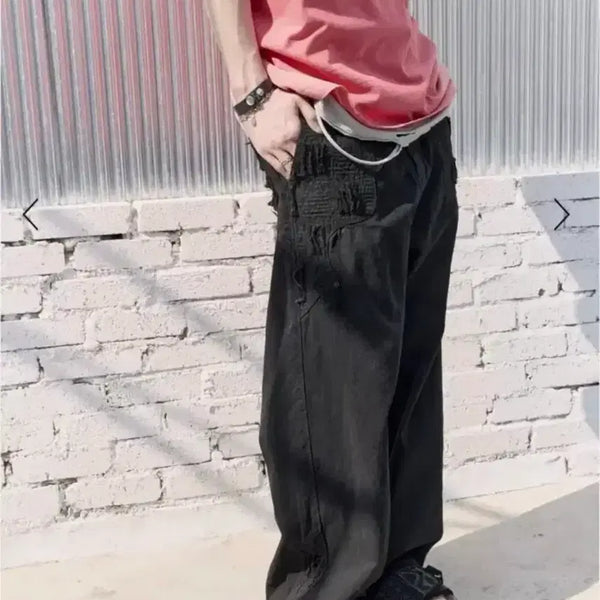 [BUNJANG] Polerou Borro Black Denim Pants Size 2 / 3 폴리테루 보로 블랙 데님 2사 교환 가능