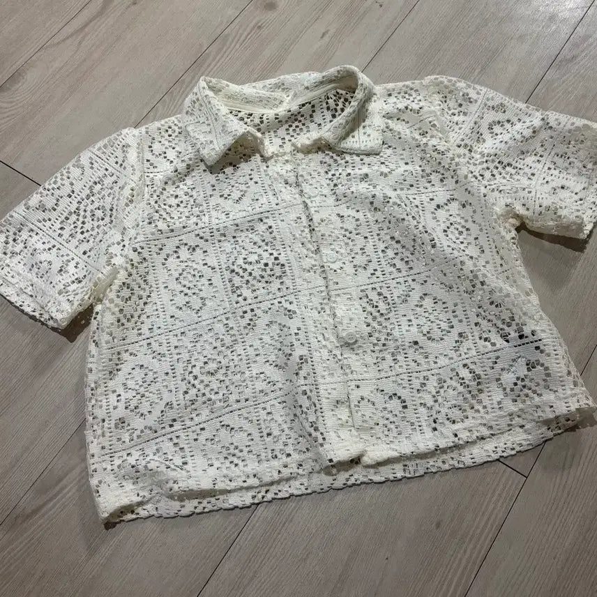 [BUNJANG] White Lace Shirt / 레이스 셔츠 화이트
