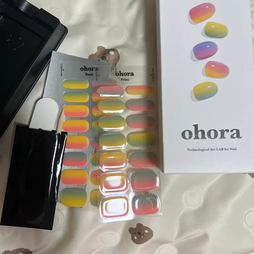 [BUNJANG] Ohora Gel Nail & Pedi Sticker Set (2 Types, Gradient) / 오호라 젤 네일 스티커 팁 무지개 그라데이션